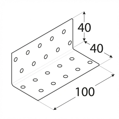 DMX Montavimo kampas, 40x40x100x2,0mm, sustiprintas, cinkuotas
