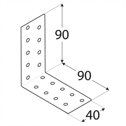 DMX Montavimo kampas, 90x90x40x2,0mm, cinkuotas