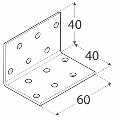 DMX Montavimo kampas, 40 x 40 x 60 x 2 mm 50 vnt.