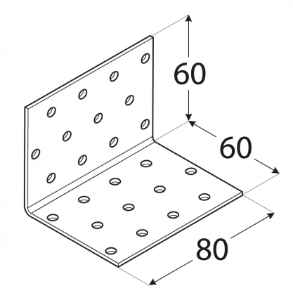 DMX Montavimo kampas, 60 x 60 x 80 x 2 mm 20 vnt.