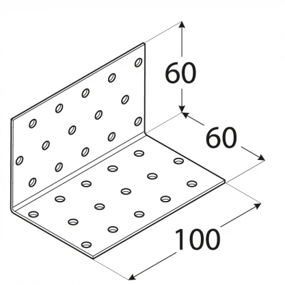 DMX Montavimo kampas, 60 x 60 x 100 x 2 mm 20 vnt.