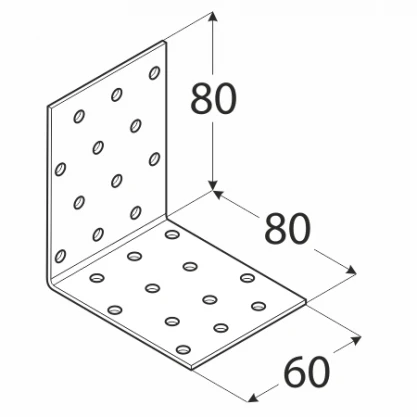 DMX Montavimo kampas, 80 x 80 x 60 x 2,0 mm 20 vnt.
