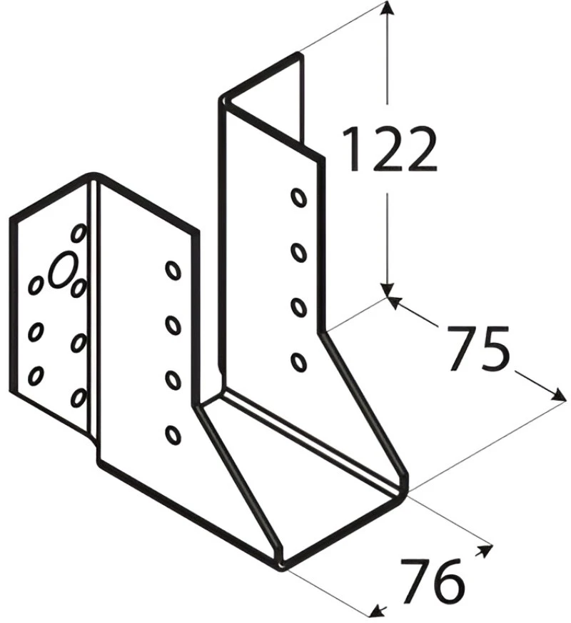 DMX Tvirtinimo elementas-bagas WB23 76x122x75x2mm išorinis sijoms, sijoms