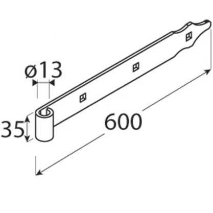 DMX Lankstas uždedamas ZP 600x35/4.0x13 mm plieno juodas