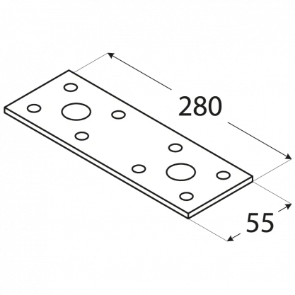 DMX Stiprinimo plokštė LP4 280x55x2.5mm
