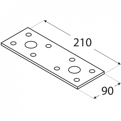 DMX Montavimo plokštelė, 210x90x2,5mm, cinkuota
