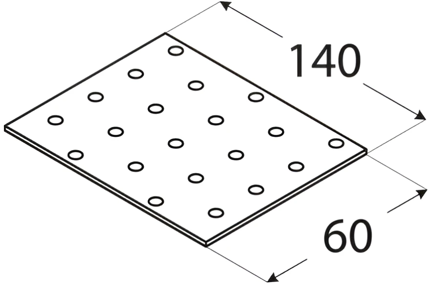 DMX Plokštelė PP5 140x60x2mm montavimui plati