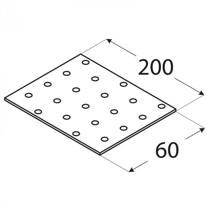 DMX Montavimo plokštelė, 200 x 60 x 2 mm