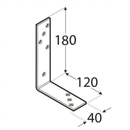 DMX Montavimo kampas, 180 x 120 x 40 x 5 mm, geltonai cinkuotas 10 vnt.
