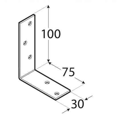 DMX Montavimo kampas, 100 x 75 x 30 x 3 mm, geltonai cinkuotas 20 vnt.