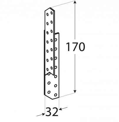 DMX Gegnių jungtis, 40 x 172 x 2 mm, dešininė