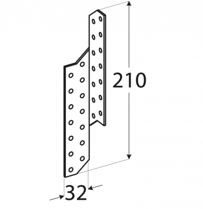 DMX Tvirtinimas LK3 32x210x2mm gegnės kairysis
