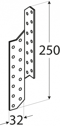 DMX Gegnių jungtis, 40 x 252 x 2 mm, kairinė