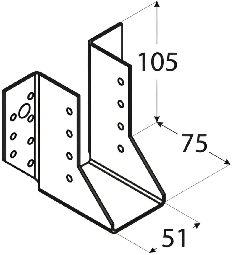DMX Sijų atrama, 51 x 105 x 75 x 2 mm