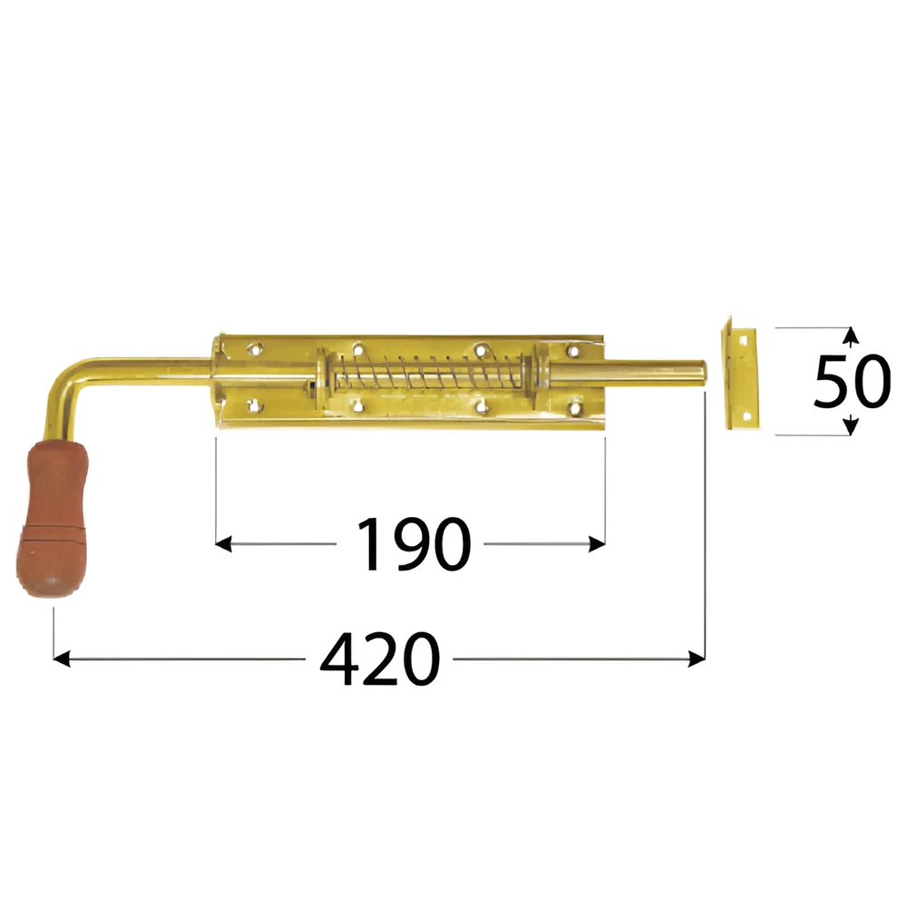 DMX Vartų skląstis su spyruokle WSP 420x190 mm žalvario