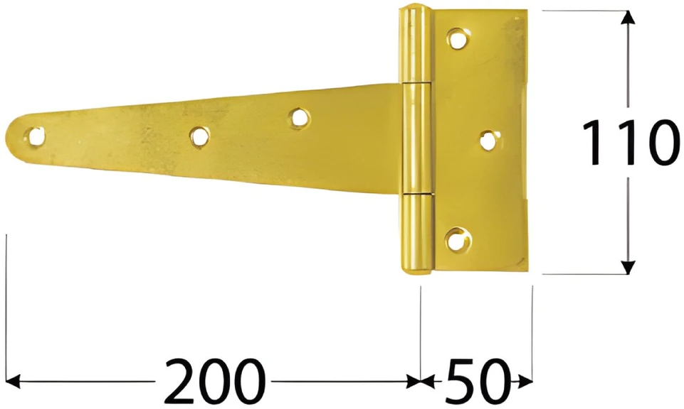 DMX Gate hinge ZT 200x50x110x2.5 mm steel, brass-plated