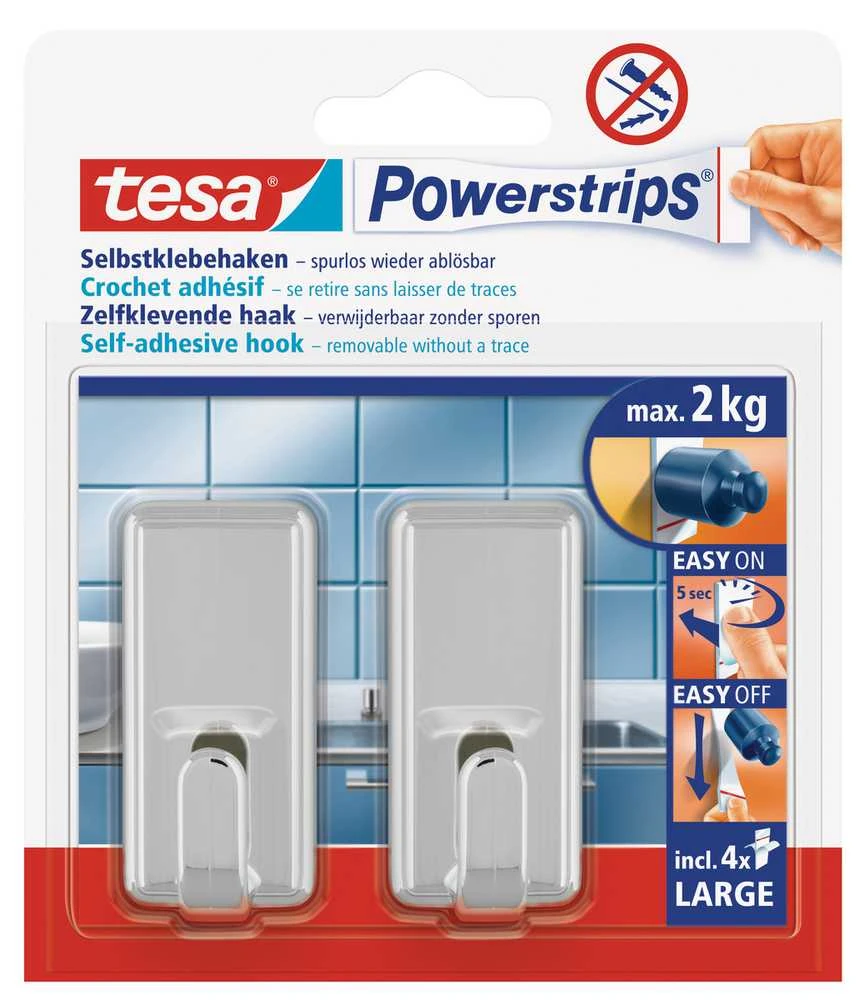 Tesa Kabliukai Classic, 58051 2X2 kg, chromo