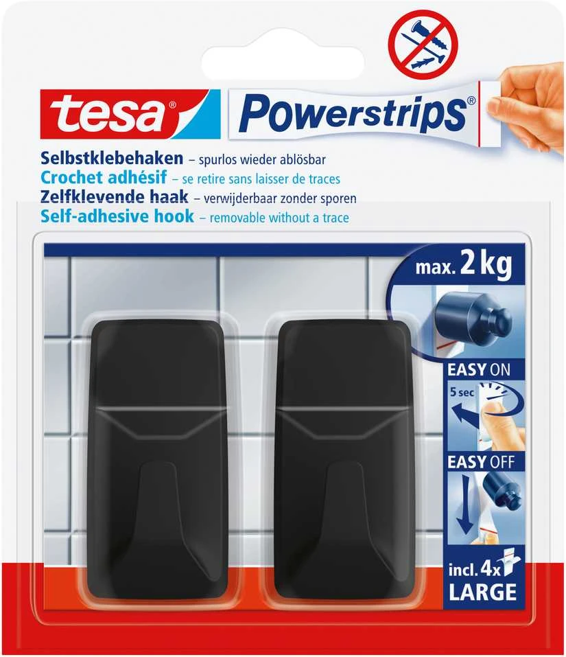 Drabužių kabliukas Tesa tesa 58279, juoda