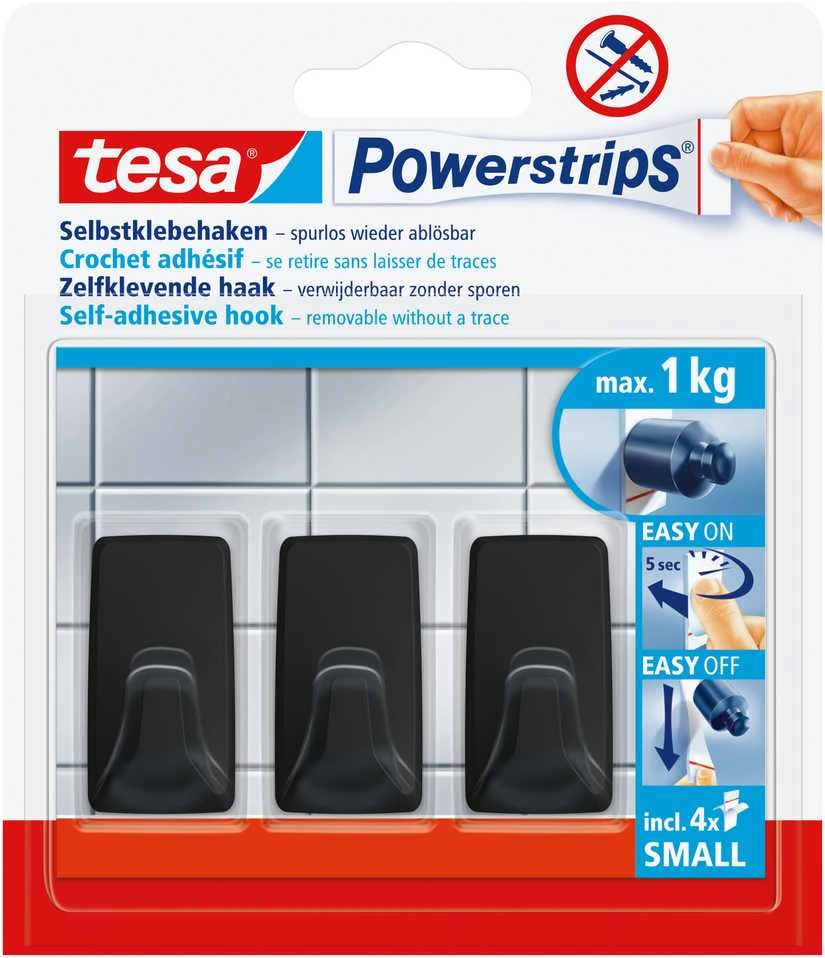 Drabužių kabliukas Tesa tesa 58278, juoda