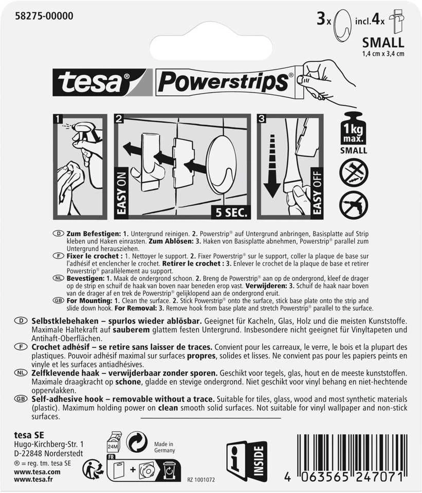 Drabužių kabliukas Tesa tesa 58275, juoda