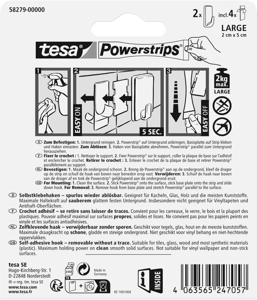 Drabužių kabliukas Tesa tesa 58279, juoda