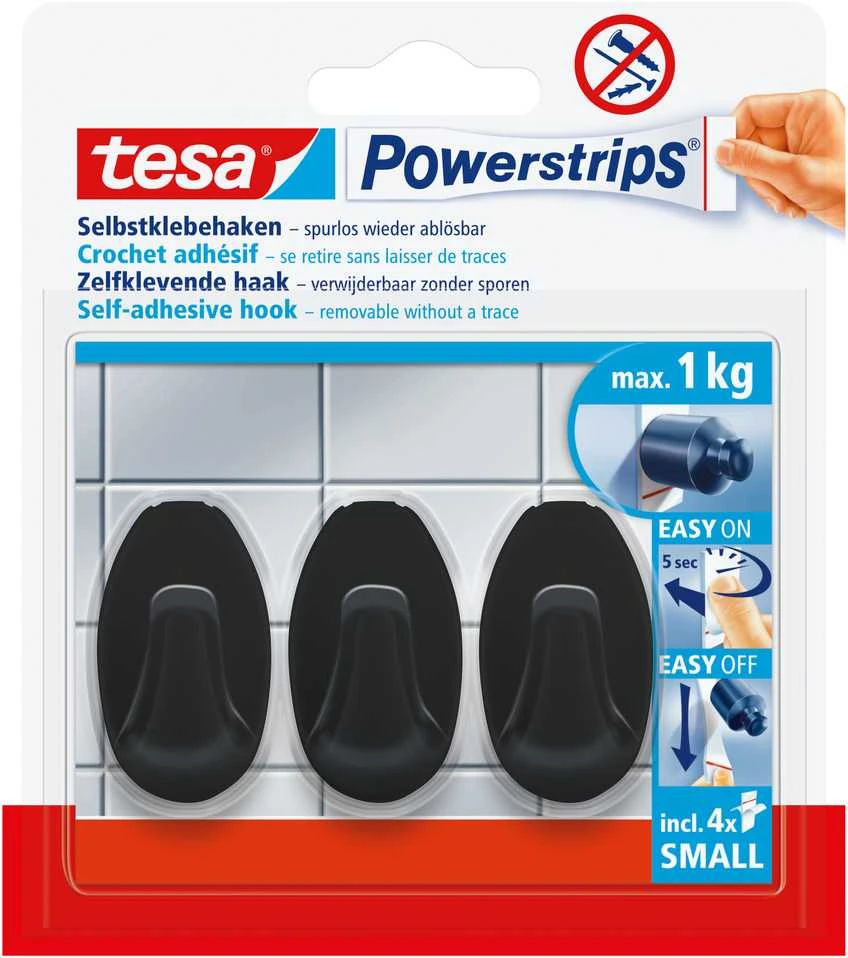 Drabužių kabliukas Tesa tesa 58275, juoda