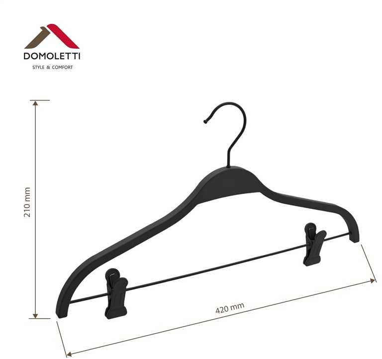 Domoletti RUBBER COATED HANGER LR040 Juodas 2 PCS