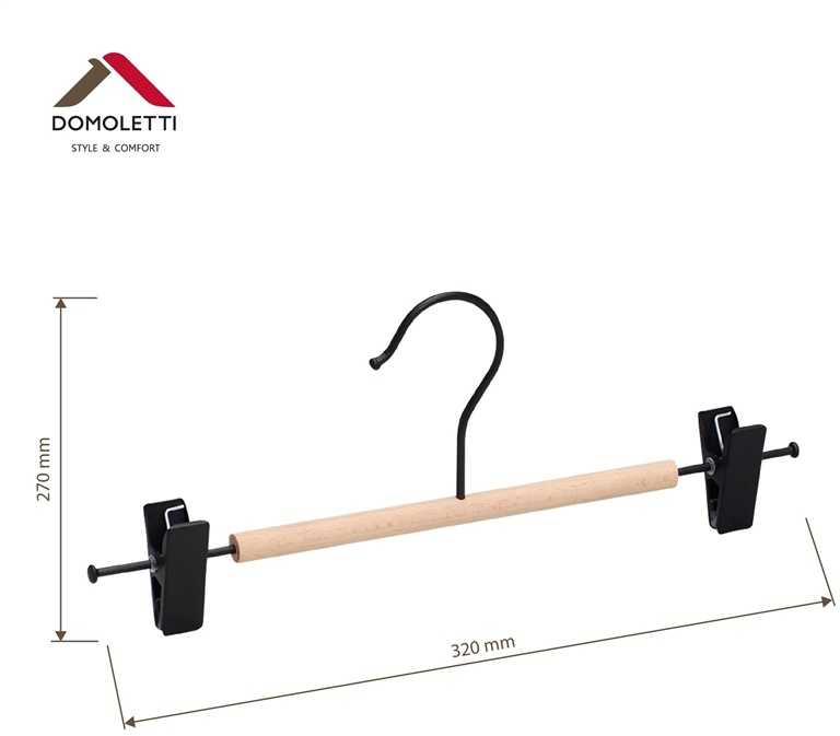 Domoletti METAL HANGER WOOD ROUND BAR Juodas 2PCS