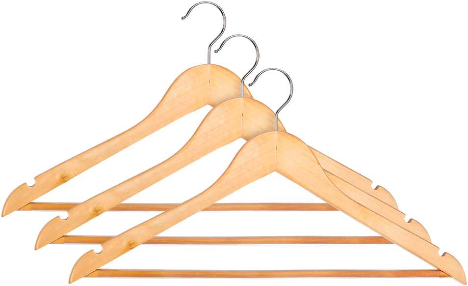 Domoletti WOODEN HANGER LSN001-B NATURAL 3 PCS