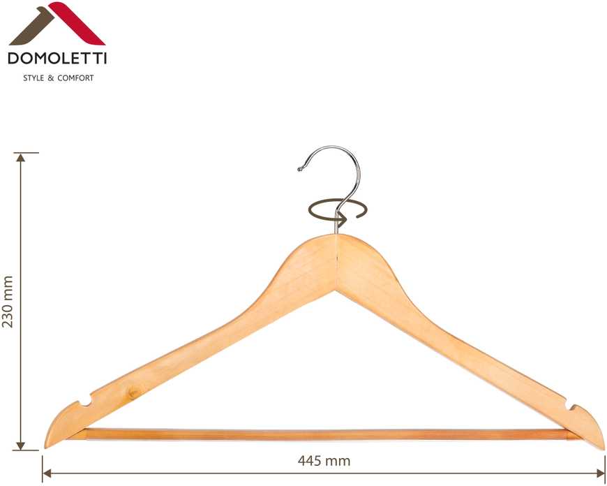 Domoletti WOODEN HANGER LSN001-B NATURAL 3 PCS