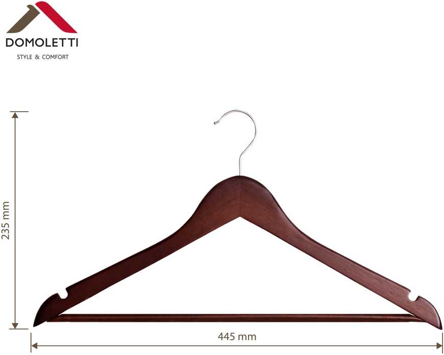 Domoletti WOODEN HANGER LSN001-G DARK WOOD 5 PCS