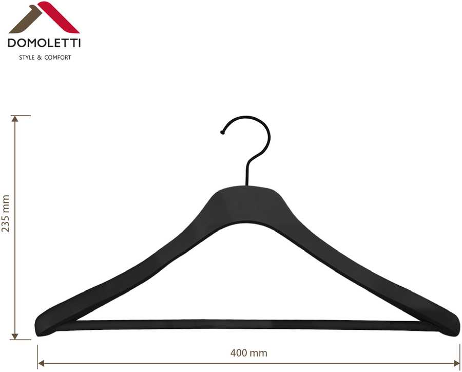 Domoletti RUBBER COATED HANGER LSN007 Juodas
