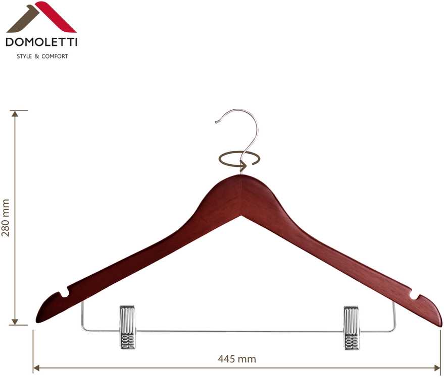 Domoletti WOODEN HANGER LSN015-A DARK WOOD 2 PCS