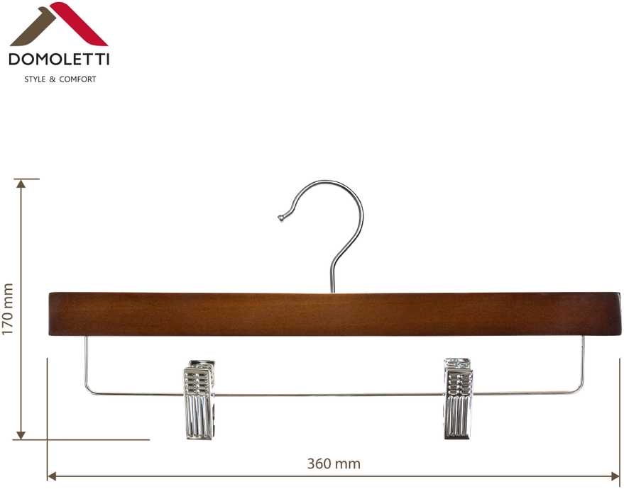 Domoletti WOODEN PANTS HANGER LST017 DARK 2PCS