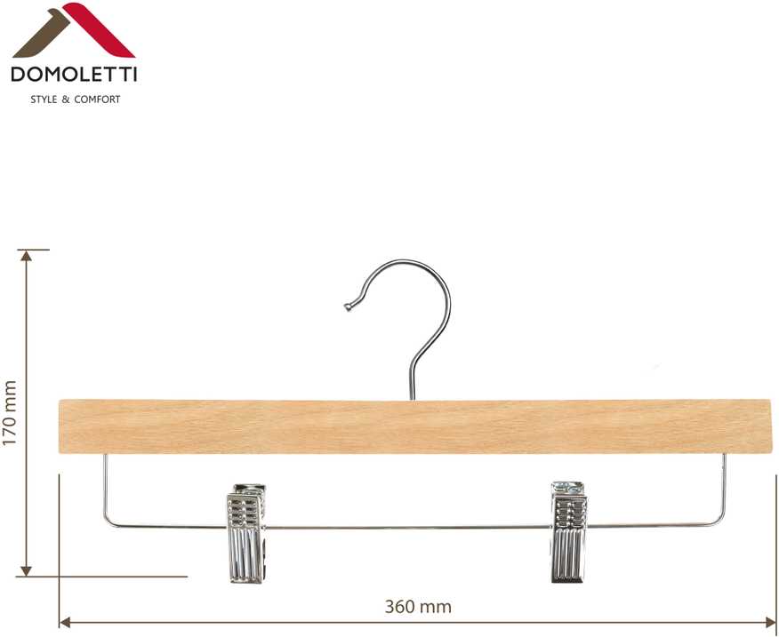 Domoletti WOODEN PANTS HANGER LST017 NATURAL 2PCS