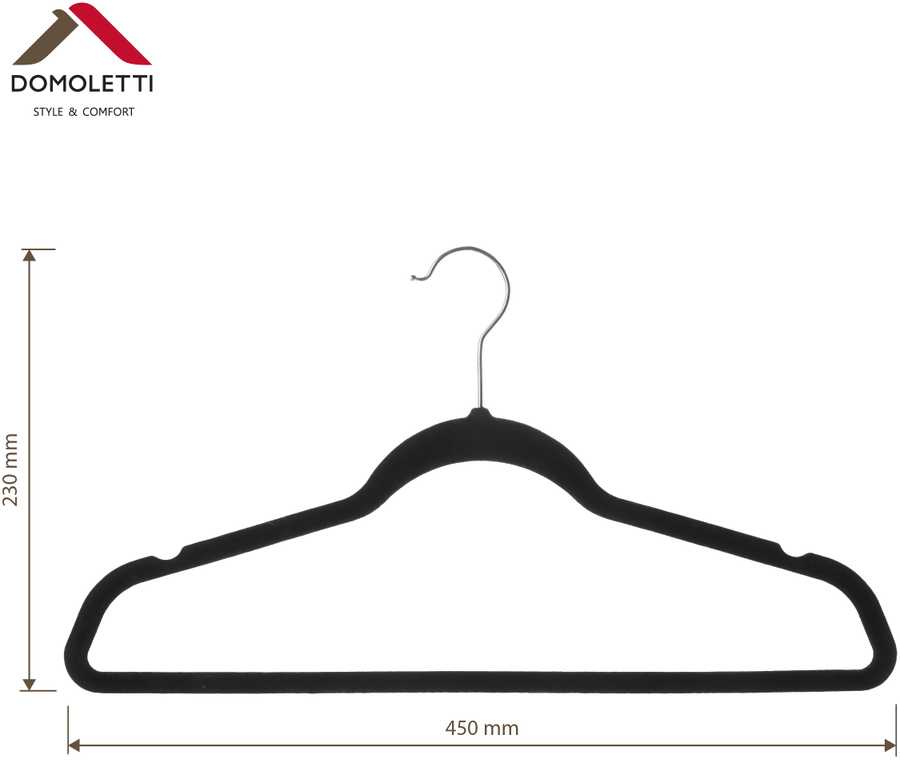 Domoletti VELVET HANGER LSV010 Juodas 5 PCS