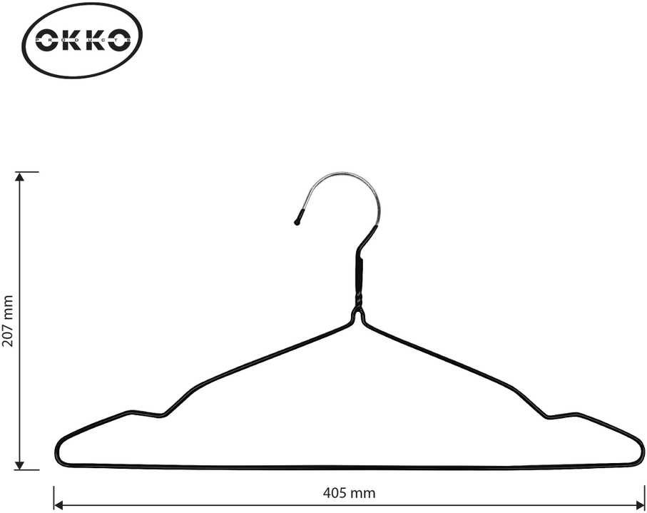 Okko Domoletti PVC DIPPED HANGER LSMD074 Juodas 10 PCS