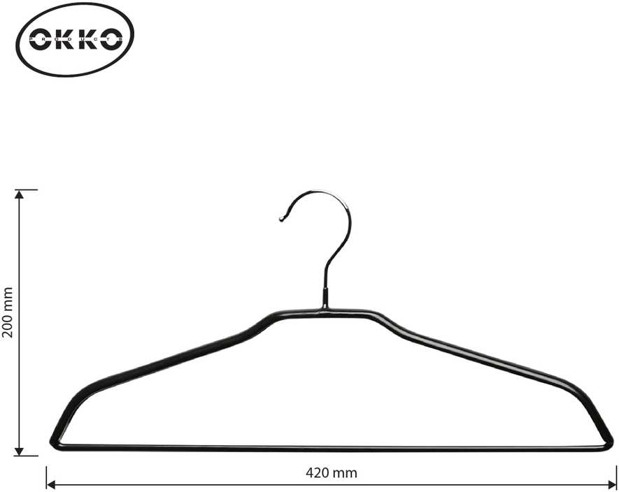 Okko Domoletti PVC DIPPED HANGER LSMD025 Juodas 5PCS