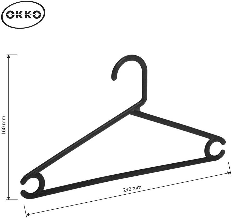 Okko Domoletti PLASTIC KIDS HANGER Juodas LSP023K 10PCS