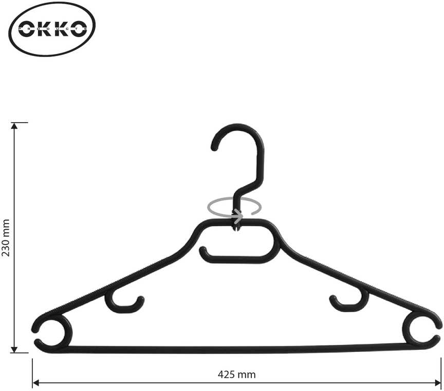 Okko Domoletti PLASTIC HANGER Juodas LSP037 10PCS