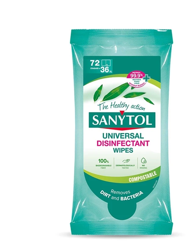 SANYTOL universalios eukalipto servetėlės valo ir dezinfekuoja, 36 vnt.