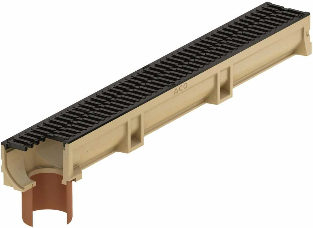Drenažo latakas su Ø 110 mm vamzdžiu, B125 Aco Euroline, 1 m