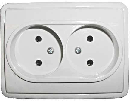 Kištukinis lizdas VILMA STANDARD ST 150, 2 vietų, be įžeminimo, baltas
