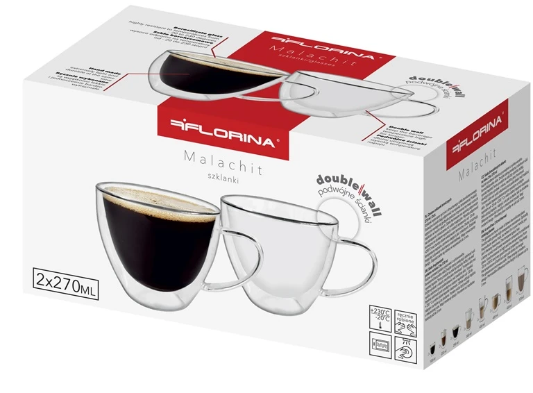 Botti Dvigubo stiklo puodeliai FLORINA 3K6603, 270 ml, 2 vnt.