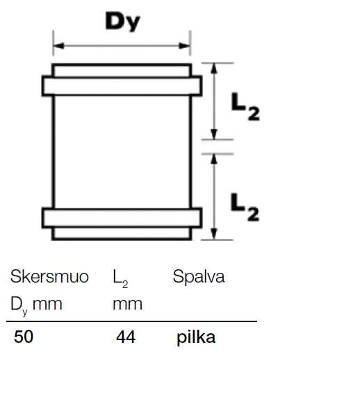 Dubultā uzmava iekštelpu kanalizācijai Wavin Optima, 50 mm