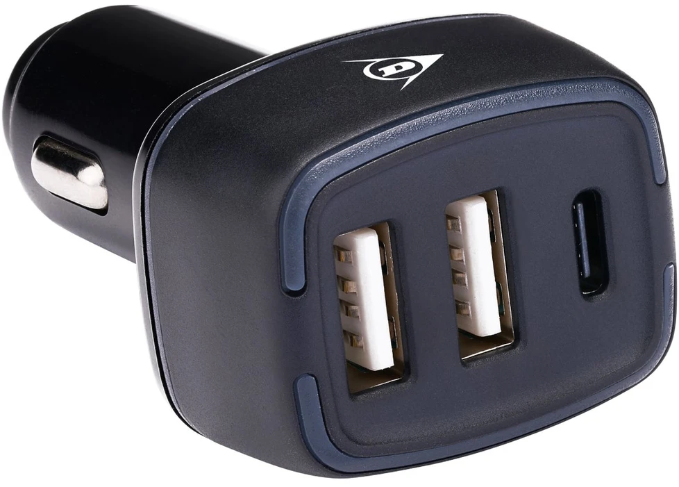 Dunlop automobilinis USB įkroviklis 2x USB A + C