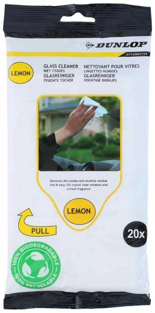 Dunlop Dunlop - Drėgnos servetėlės valymui stiklas 20 vnt. (citrina)