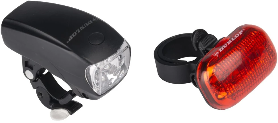 Dviračio LED lempų rinkinys priekyje ir gale Dunlop