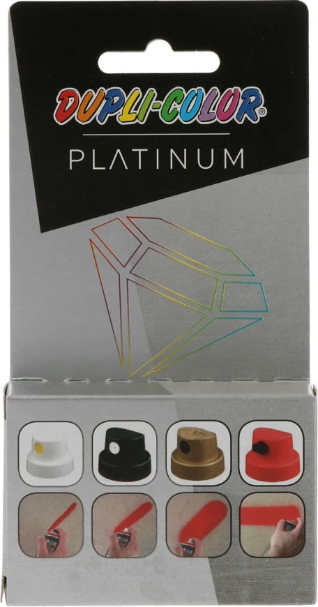 Dupli-Color Platinum purkštukų rinkinys su pavyzdžiais