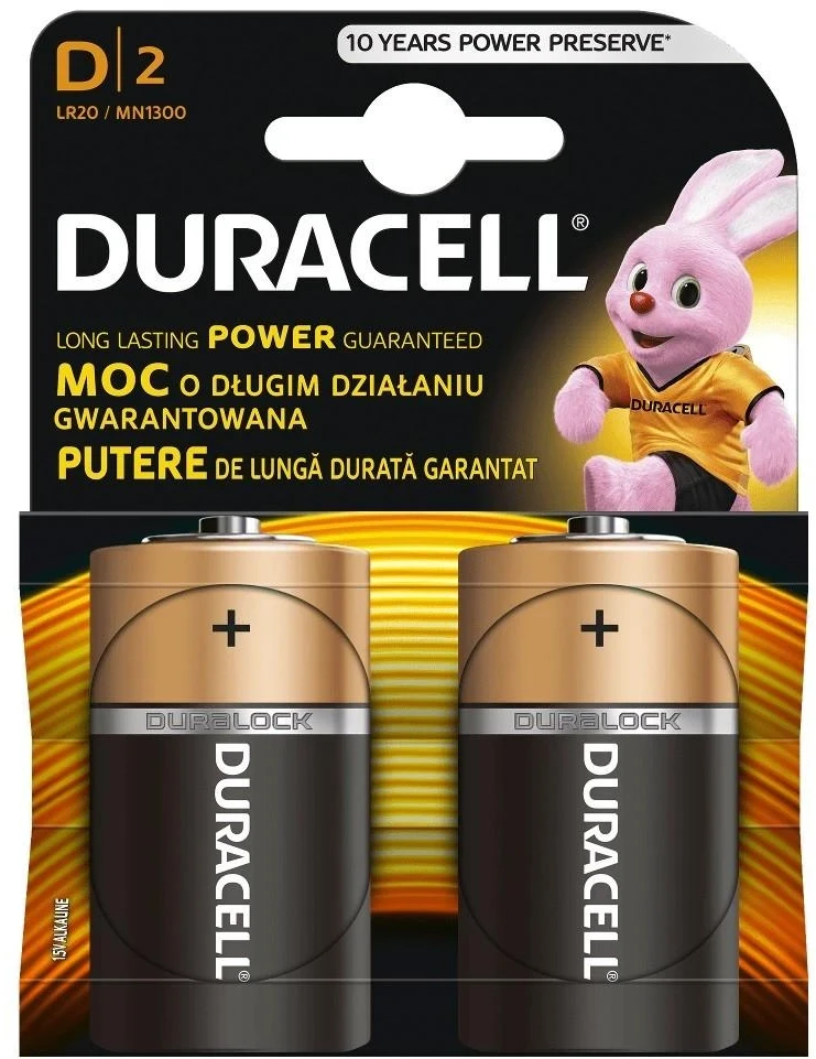 Elementai DURACELL. D/LR20. 1,5 V. 2 vnt.